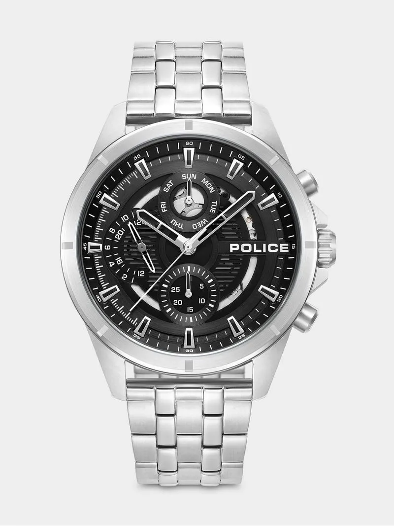 Police Malawi Stainless Steel Black Dial Bracelet Watch