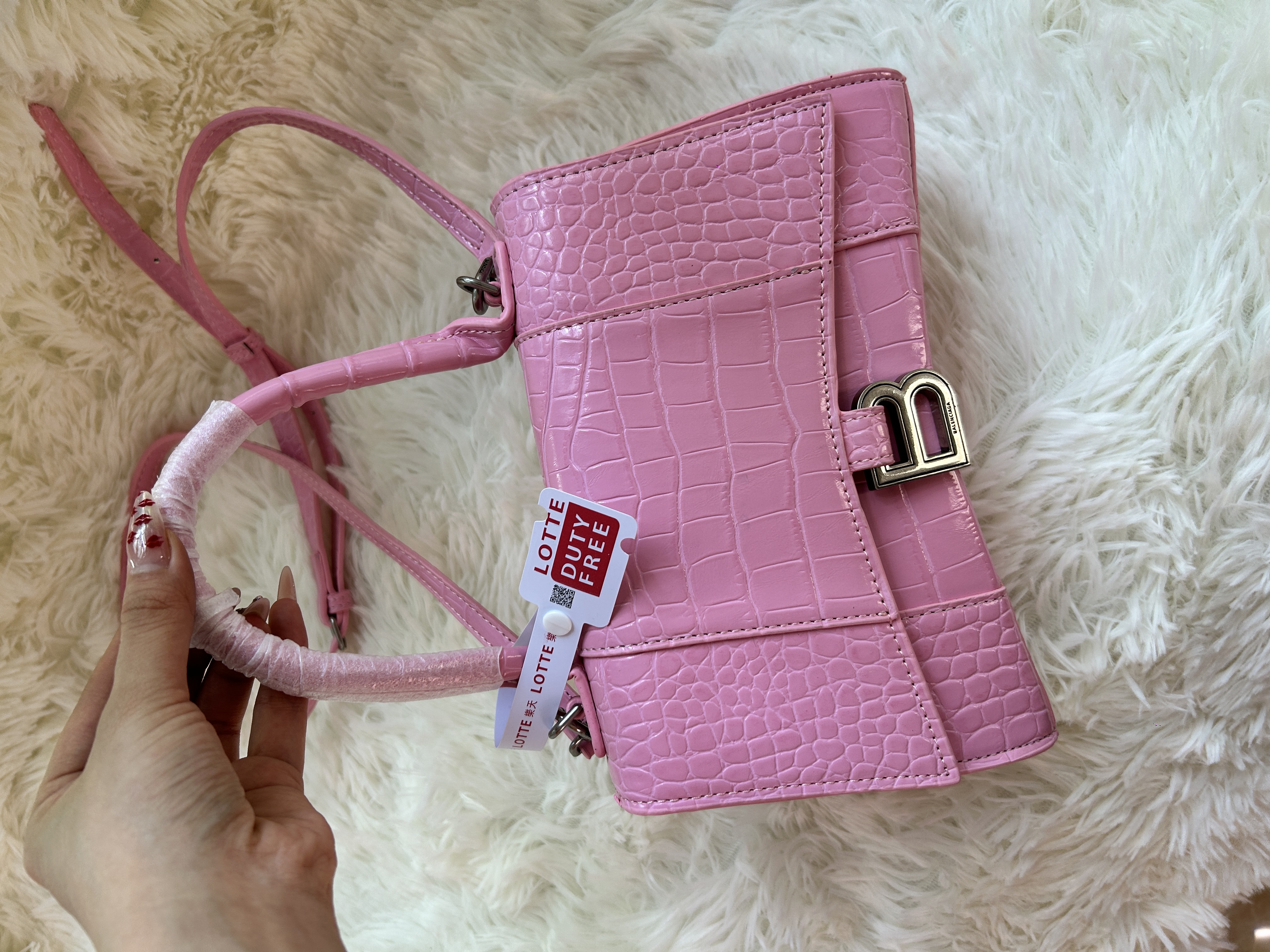 Balenciaga Hourglass Pink Silver Hardware