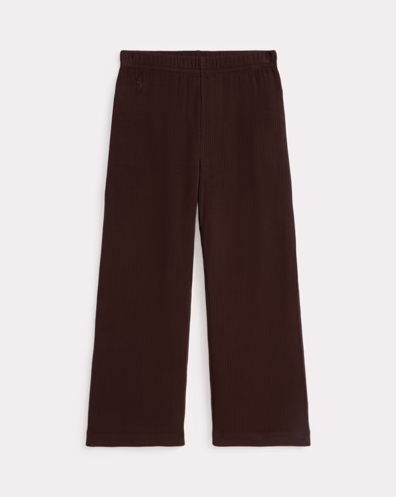 リブ ワイドレッグ パンツ