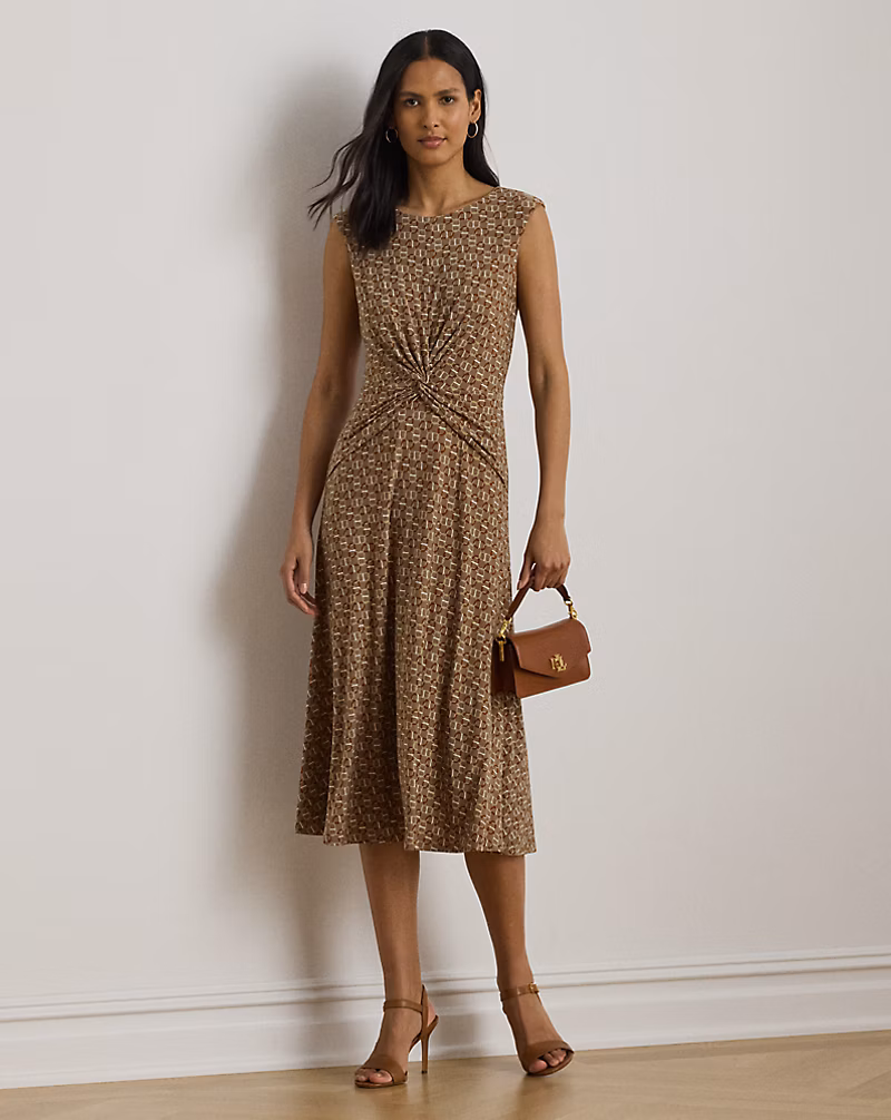 ジオプリント ツイストフロント ジャージー ドレス