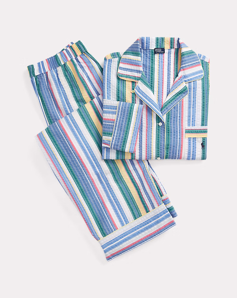 ストライプド シアサッカー ロングスリーブ PJ セット