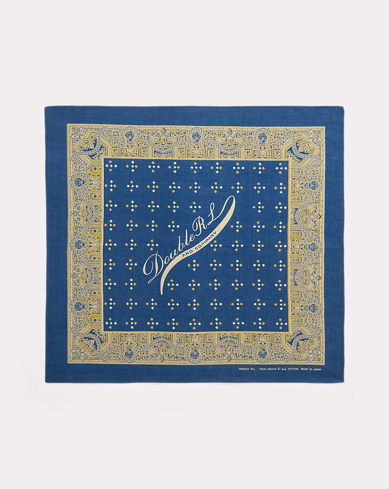 ロゴ インディゴ コットン バンダナ