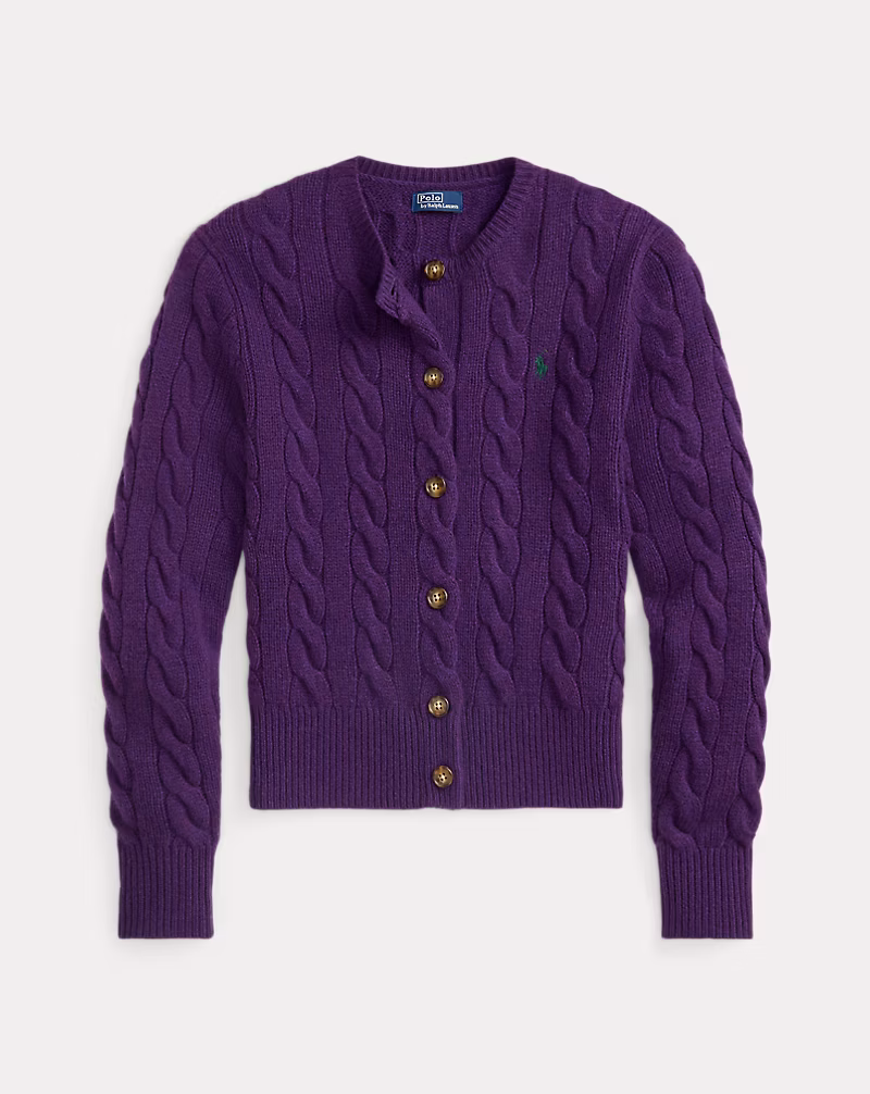 ケーブルニット ウールカシミヤ カーディガン