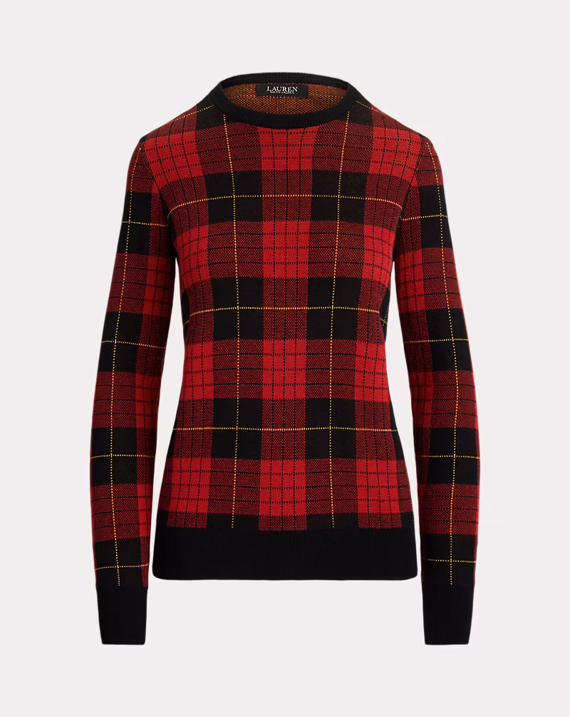 チェック コットンブレンド セーター