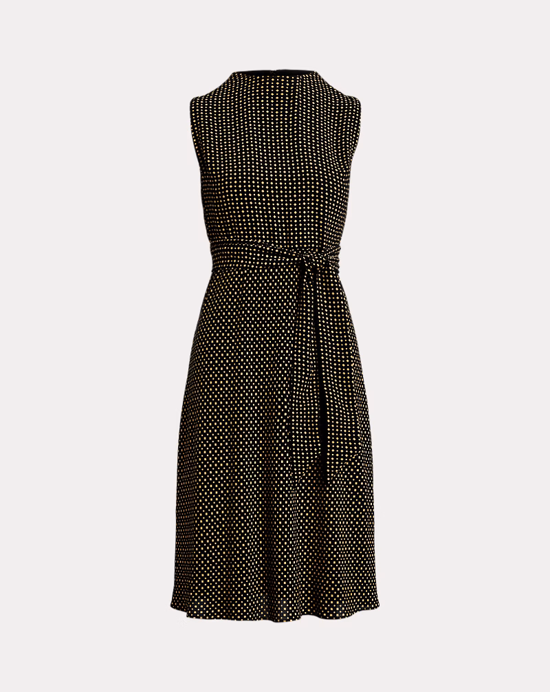 ジオプリント ベルテッド バブル クレープ ドレス