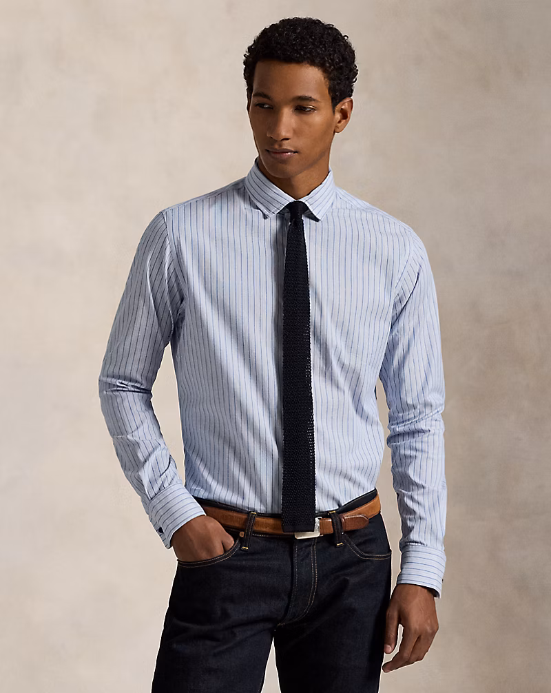 クラシック フィット ストライプド フレンチ カフス シャツ