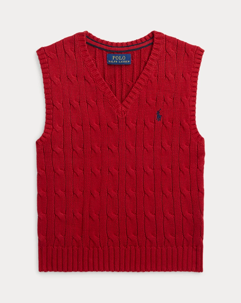 ケーブルニット コットン セーター ベスト