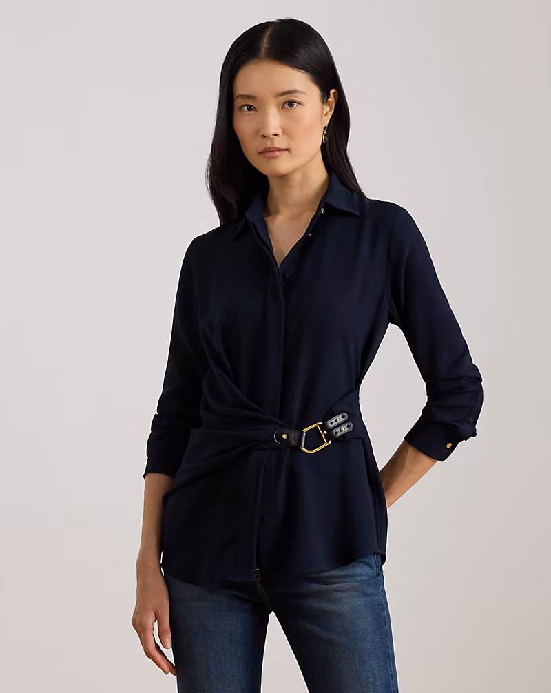 バックルトリム ジョーゼット ブラウス