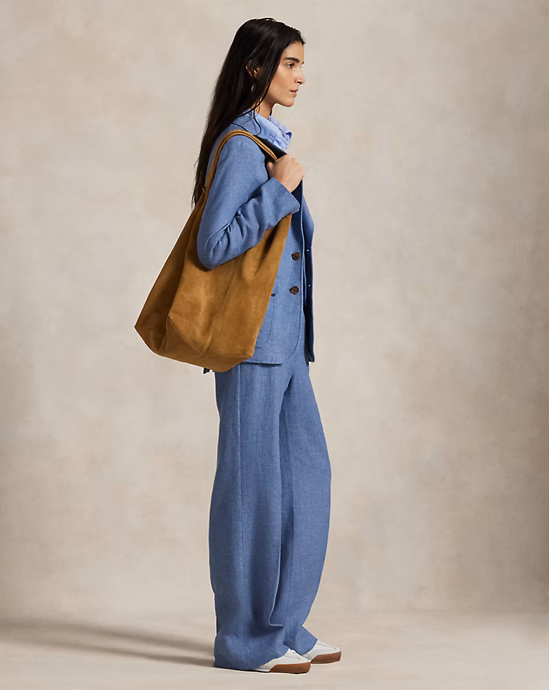 リネンコットン ツイル ワイドレッグ パンツ