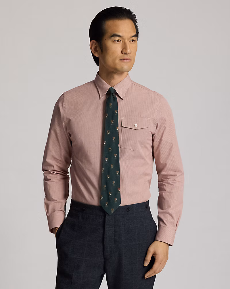 スリム フィット チェックド ドビー シャツ