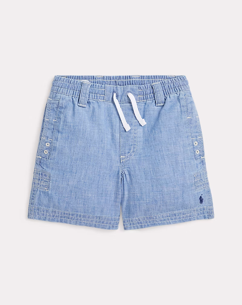 インディゴ シャンブレー ドローストリング ショートパンツ