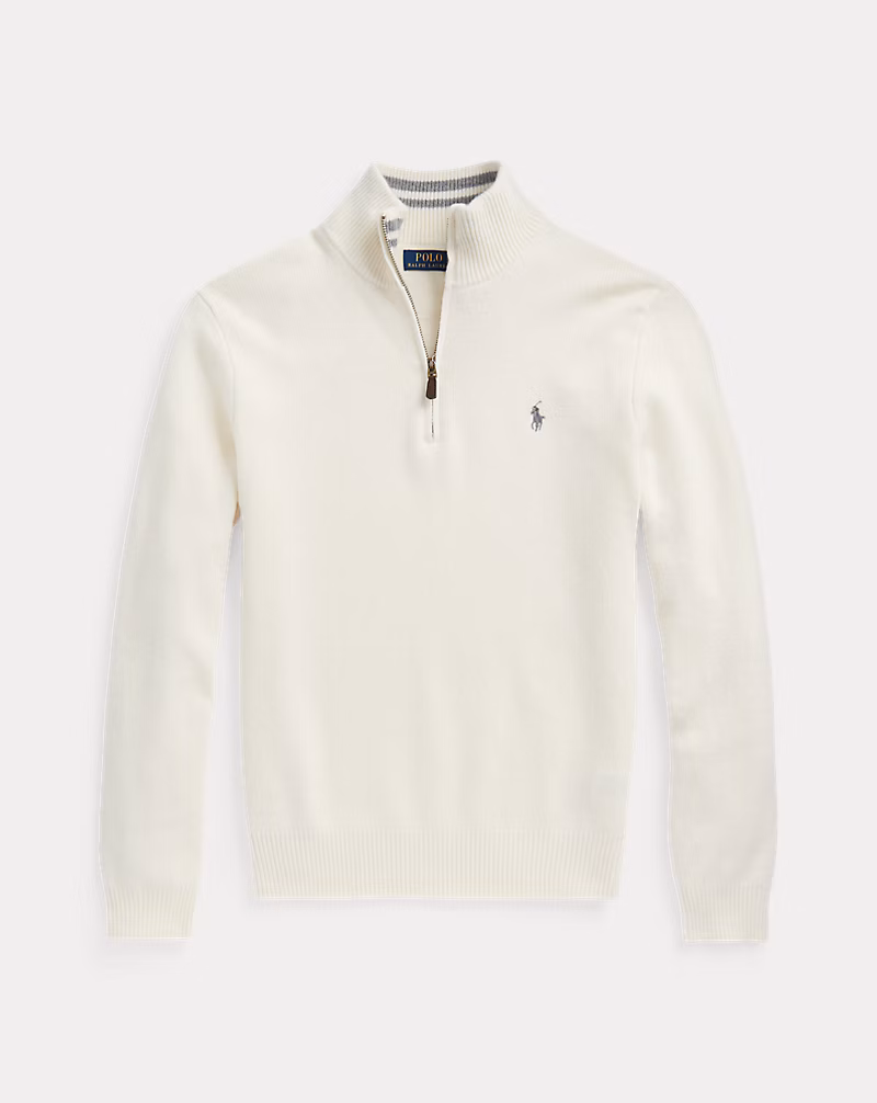 ウールカシミヤ クォータージップ セーター