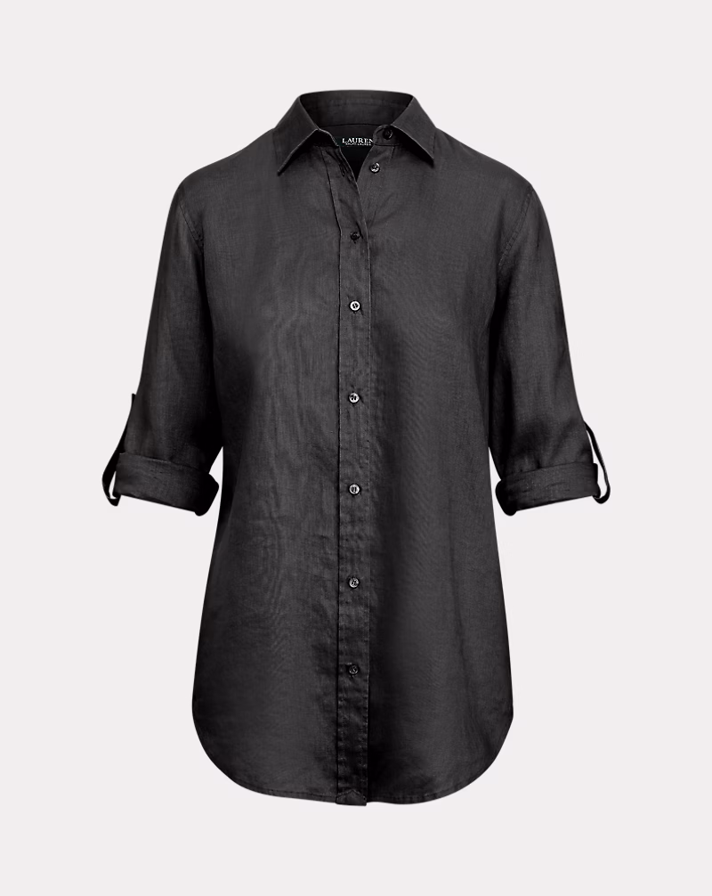 リラックス フィット リネン ロール タブスリーブ シャツ