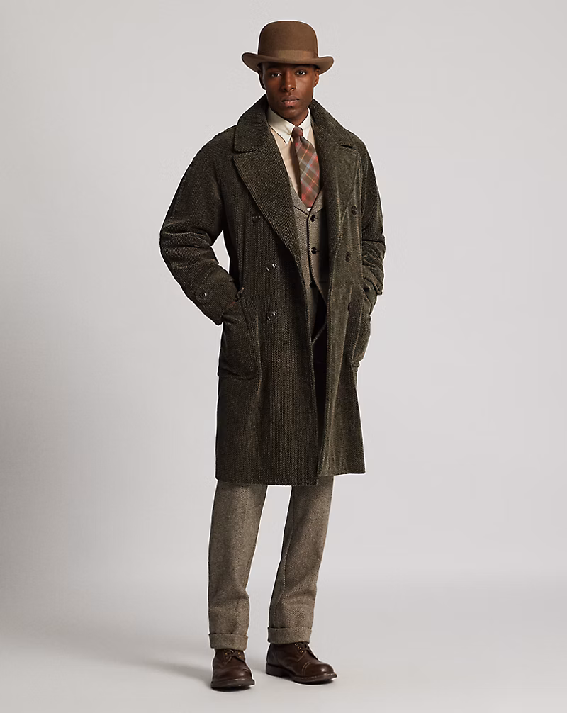 ヘリンボーンプリント コーデュロイ トップコート