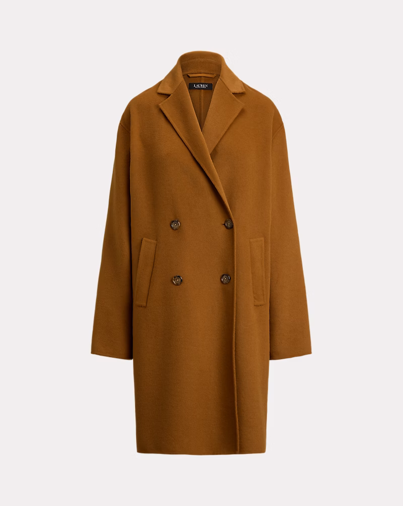 ダブルブレステッド ウールブレンド コクーン コート