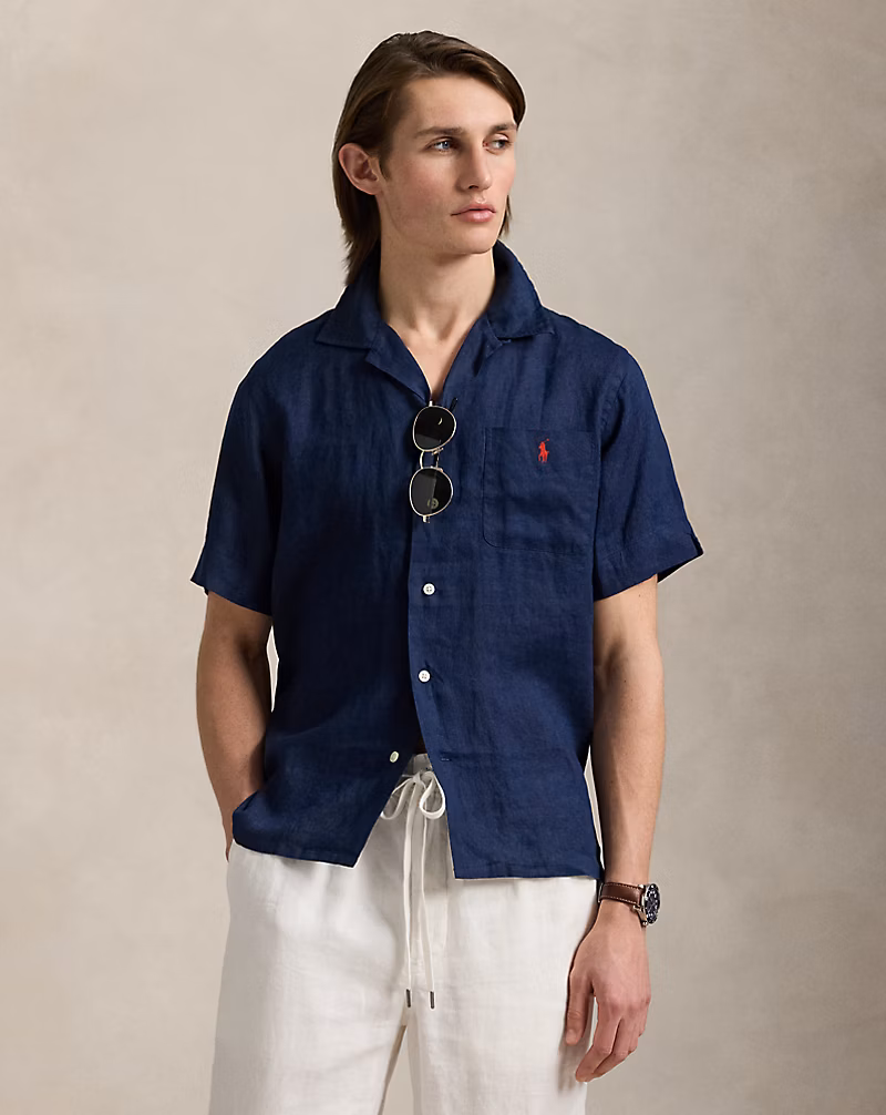 クラシック フィット リネン キャンプ シャツ