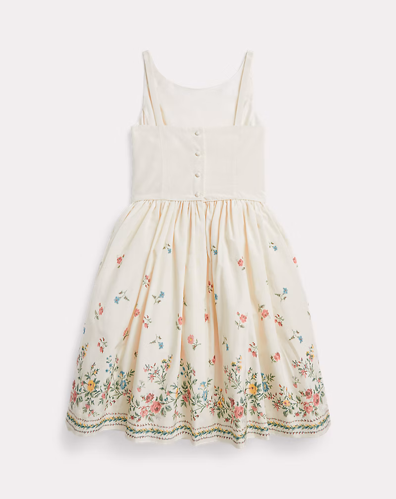 フローラル シルクブレンド ファイユ ドレス