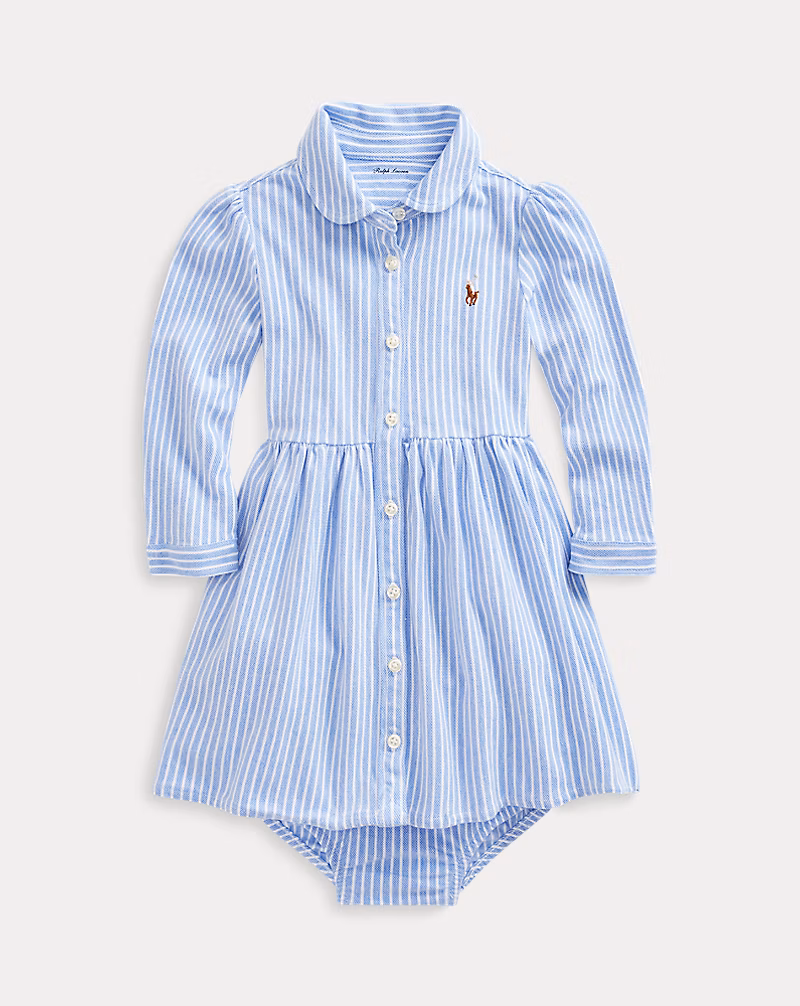 ストライプド メッシュ オックスフォード ドレス