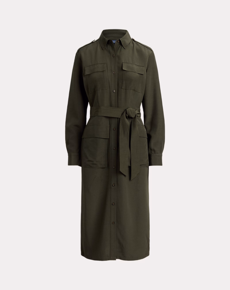 ベルテッド ファイユ シャツドレス