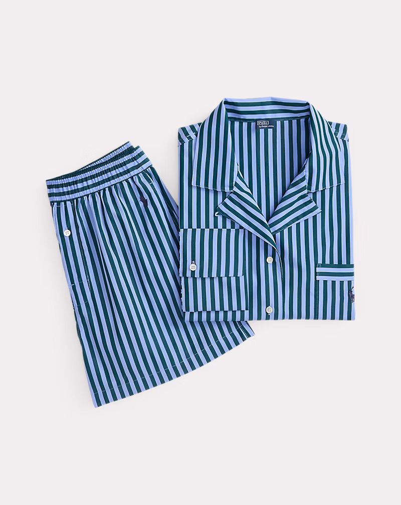 クロップ トップ & ボクサー ポプリン パジャマ セット