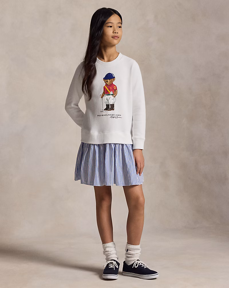 Polo ベア ストライプドスカート フリース ドレス