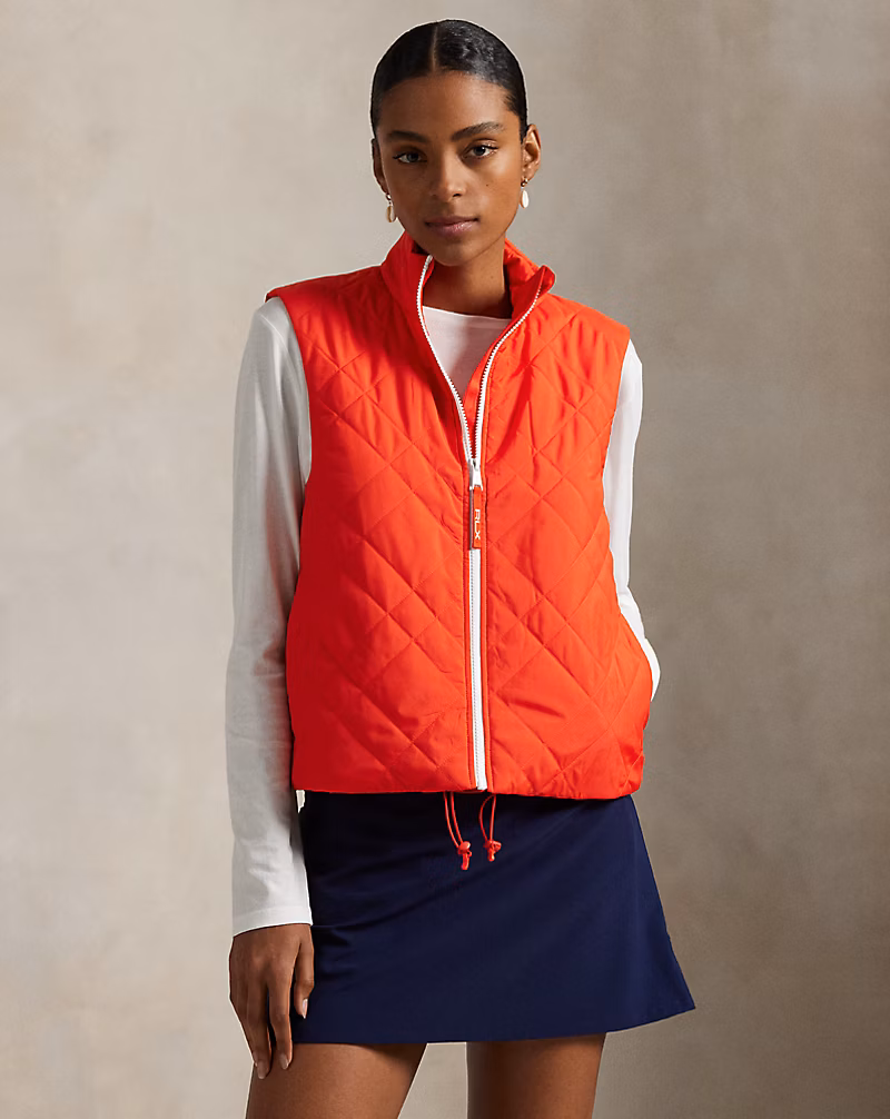 ハイブリッド キルテッドパネル スリーブレス ジップ ベスト