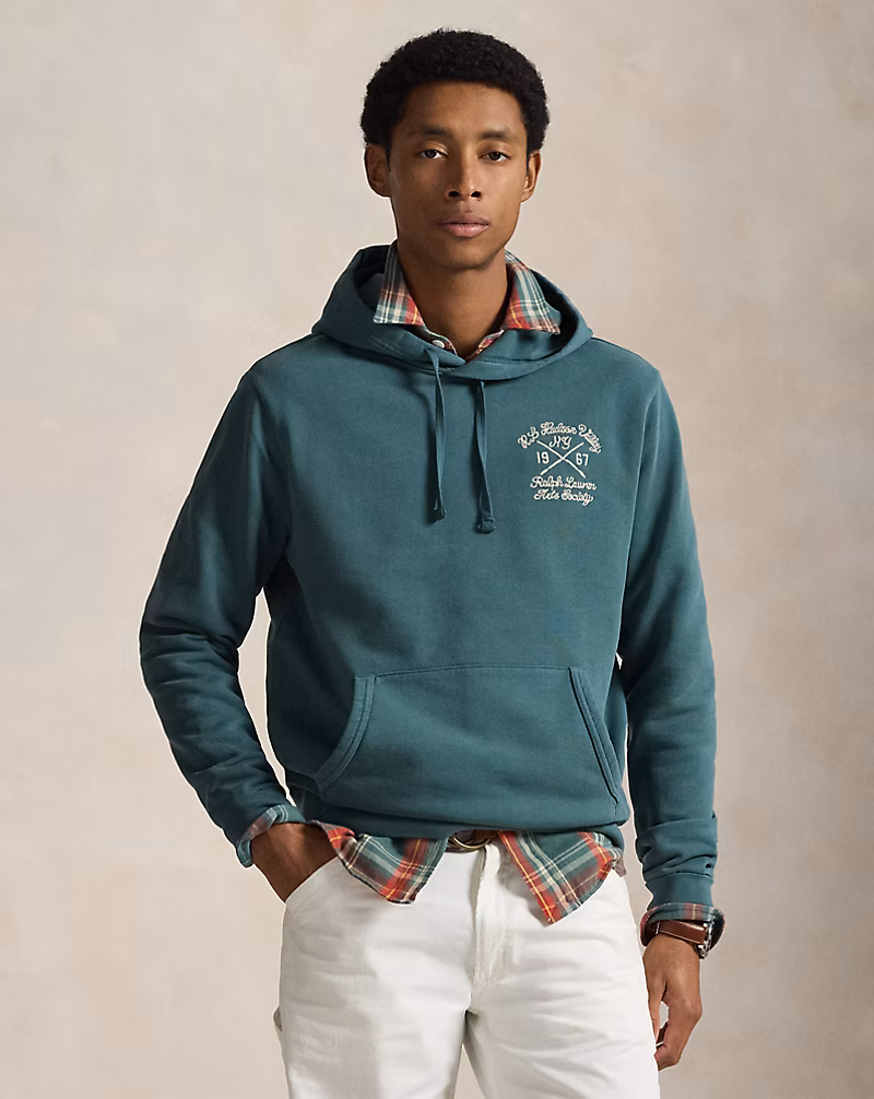 ループバック フリース グラフィック フーディ