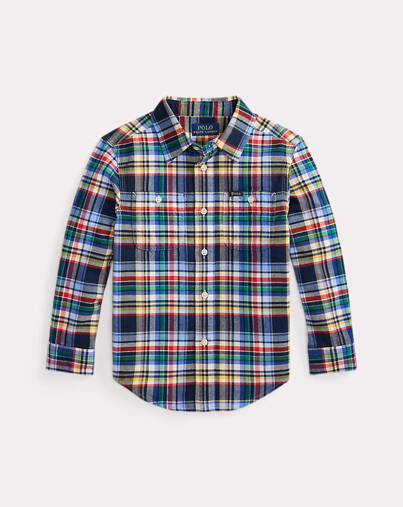 チェック ブラッシュド コットン オックスフォード ワークシャツ