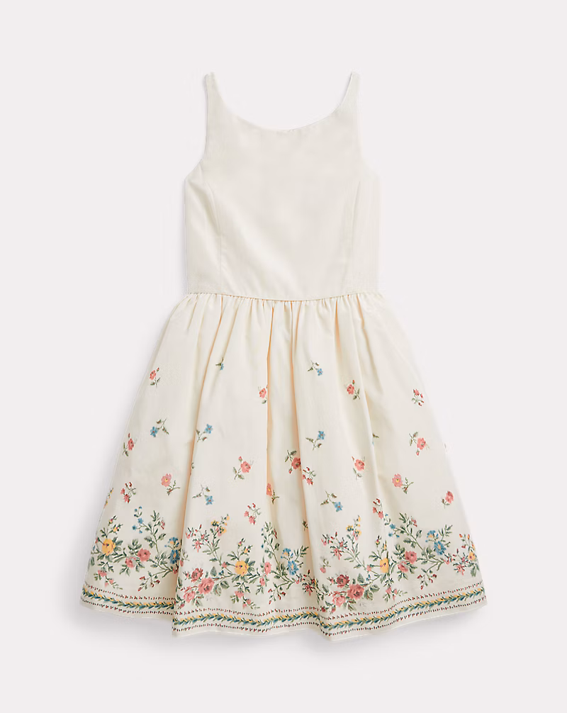 フローラル シルクブレンド ファイユ ドレス