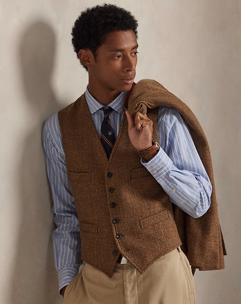 ティックウィーブ ツイード ベスト