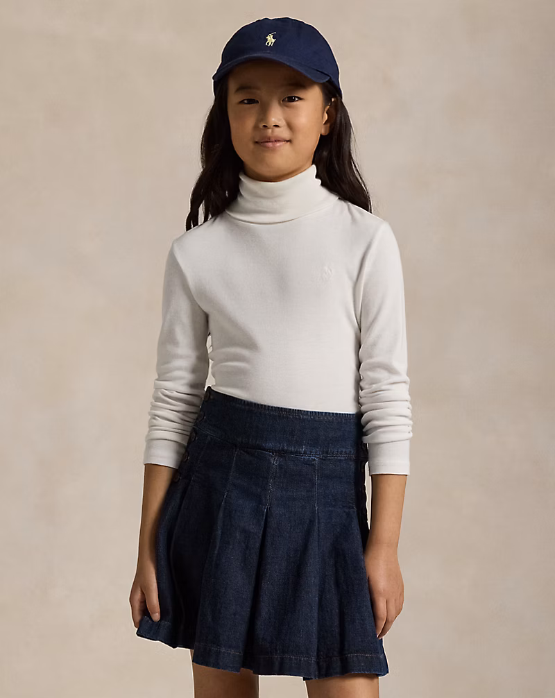 リブ コットンブレンド タートルネック