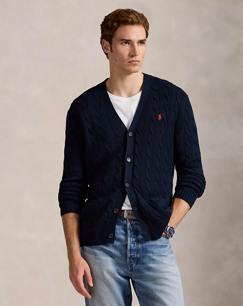 ケーブルニット コットン カーディガン