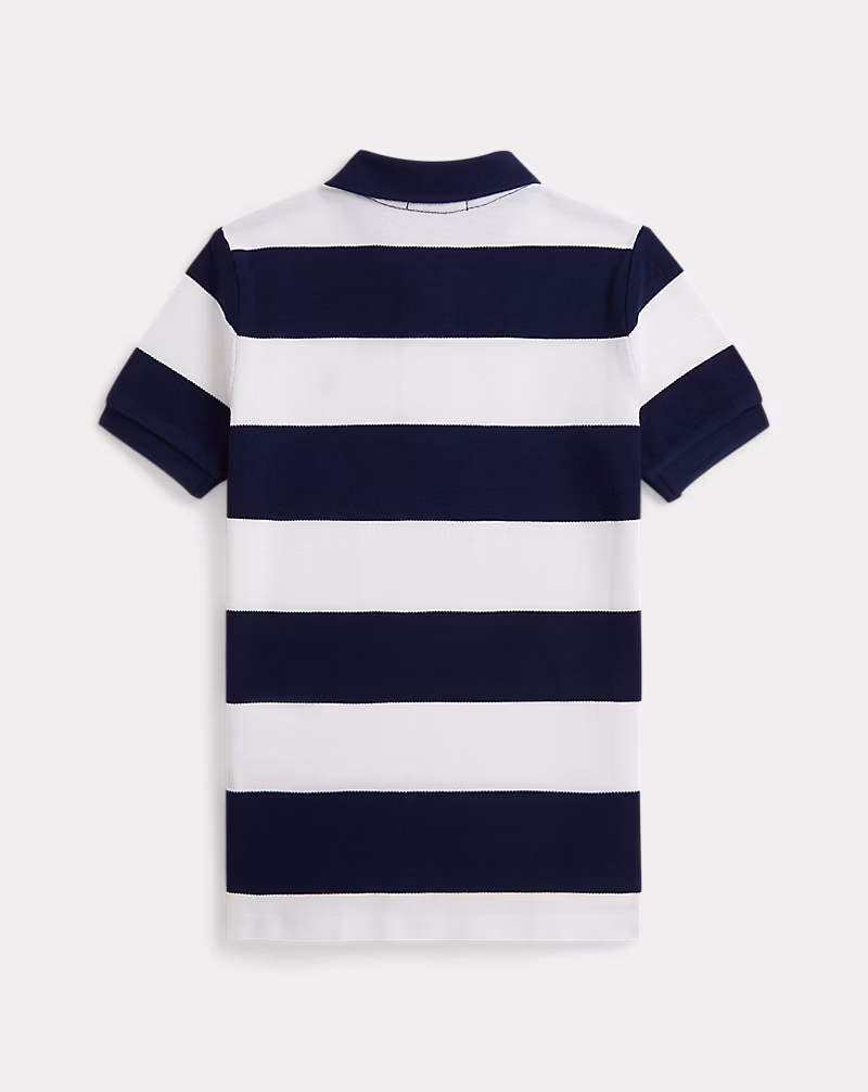 ストライプド コットン メッシュ ポロシャツ