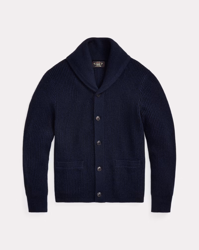 カシミヤ ショールカラー カーディガン