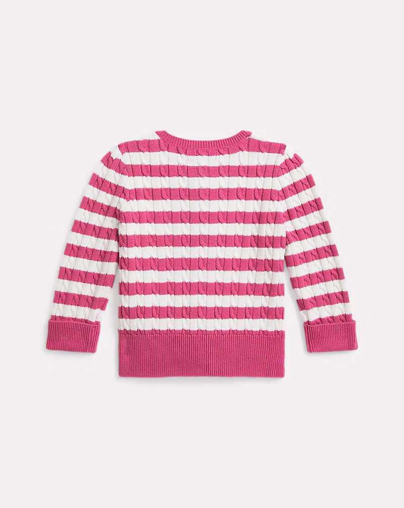 ストライプド ミニケーブル コットン カーディガン