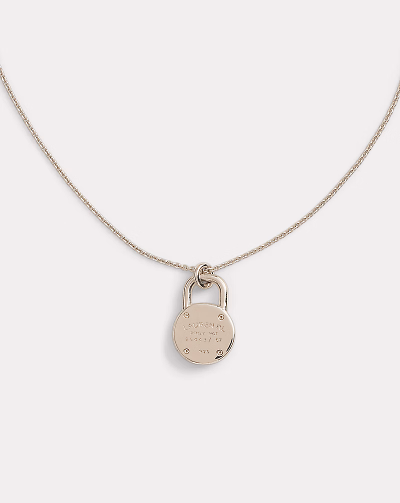 スターリング シルバー パドロック ペンダント ネックレス