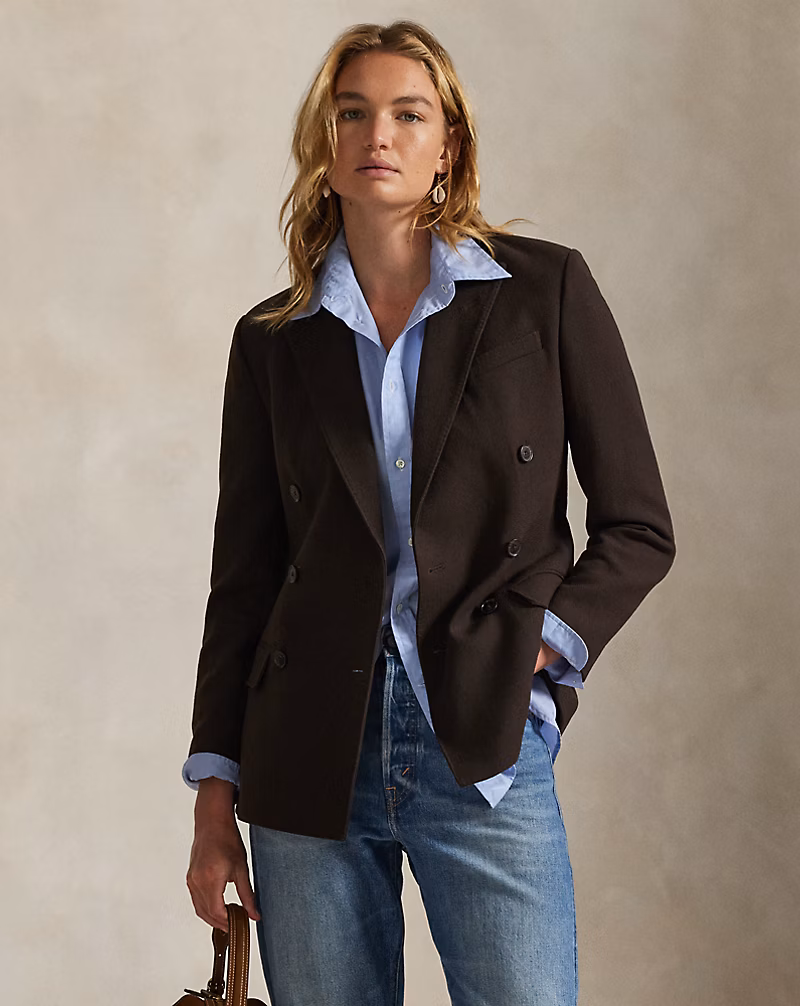 ダブルブレステッド ウール ブレザー