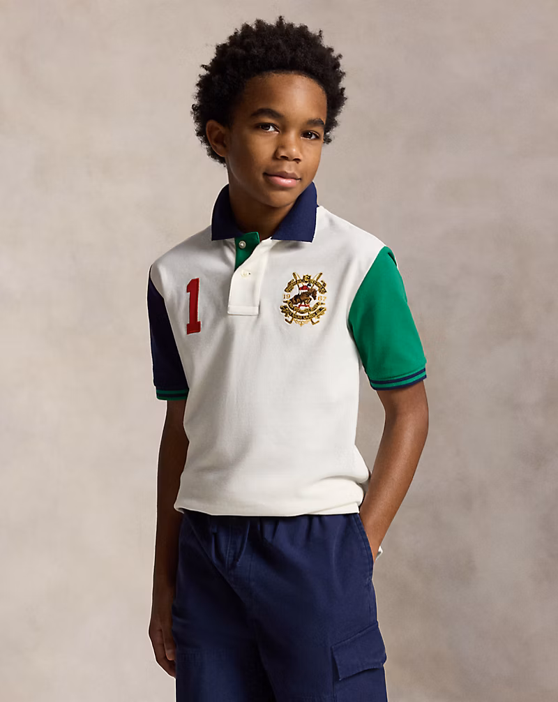 カラーブロック メッシュ ポロシャツ