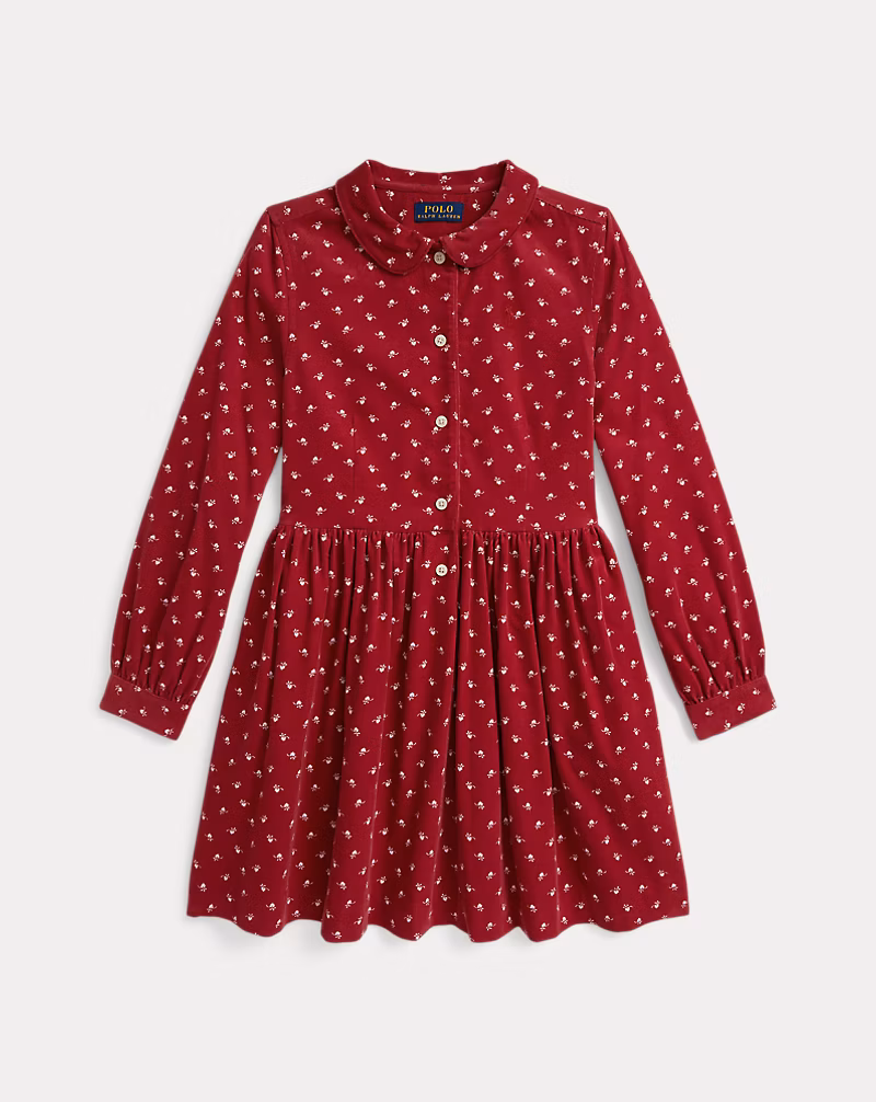 プリンテッド コットン コーデュロイ シャツドレス