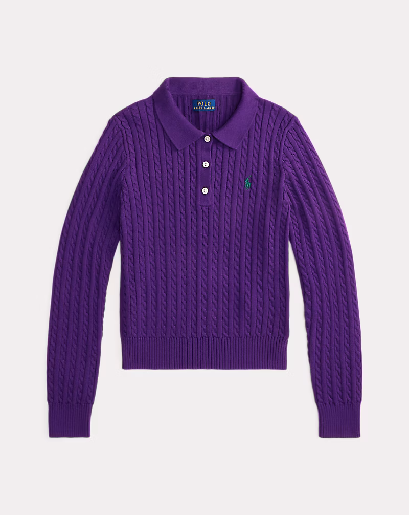 ミニケーブル コットン ポロ セーター