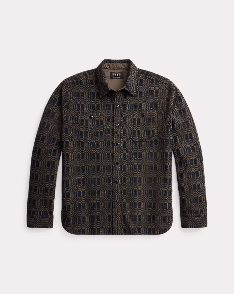 ジャカードニット ウールブレンド ワークシャツ