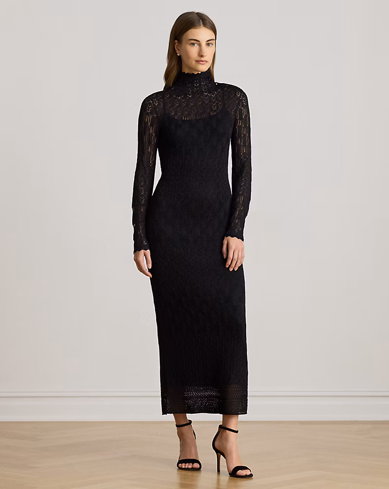 ポインテールニット タートルネック セーター ドレス