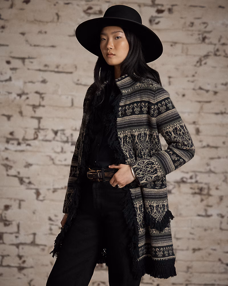 ウールカシミヤ ジャカード ダスター カーディガン