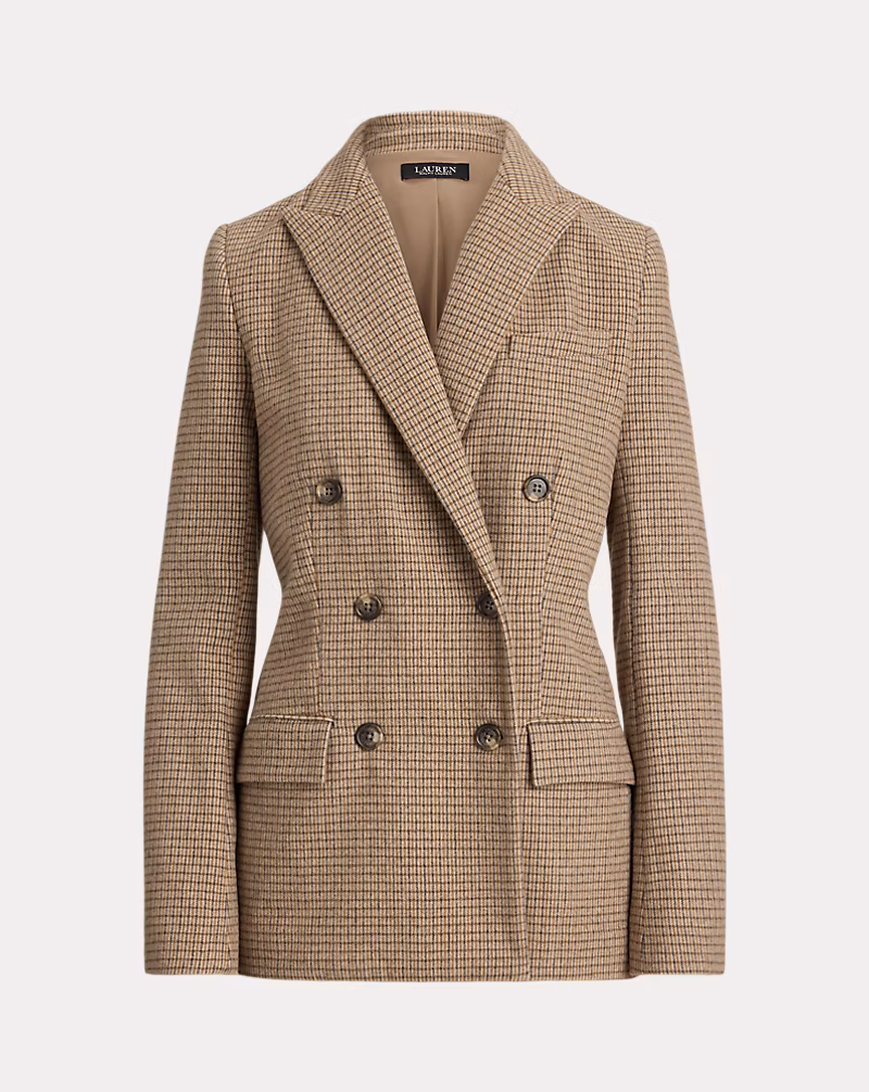 ダブルブレステッド ウールブレンド ツイル ブレザー