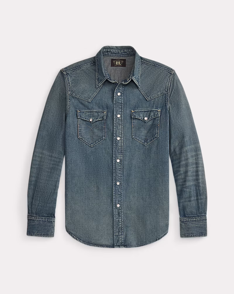 スリム フィット デニム ウエスタン シャツ