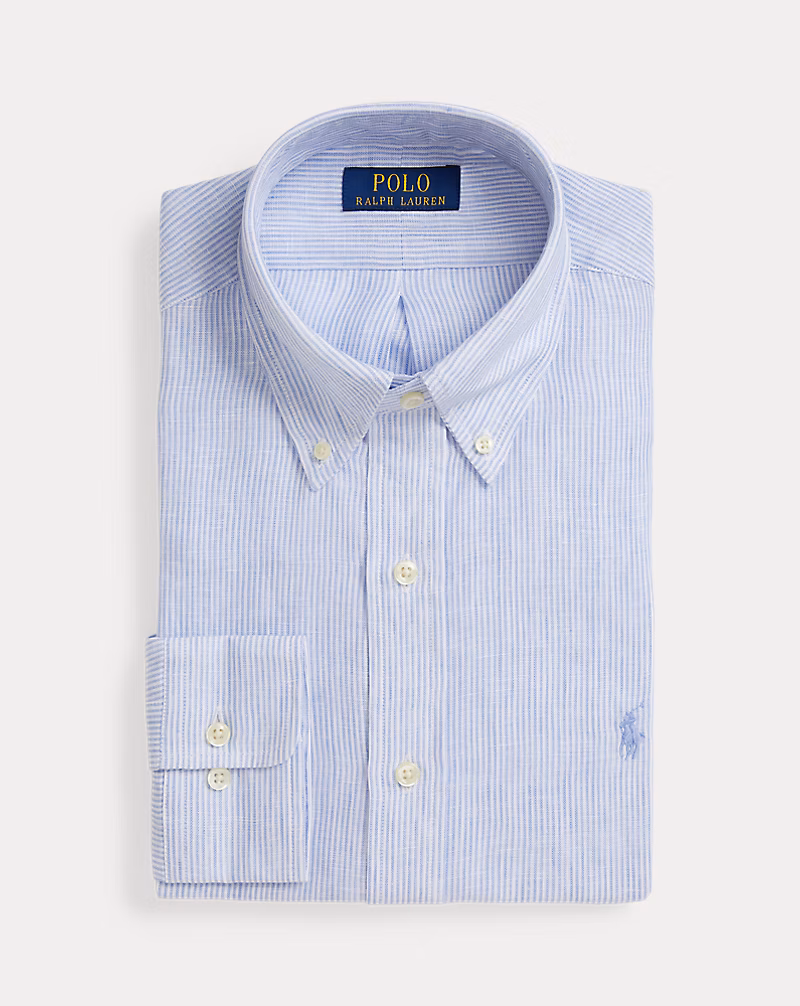 クラシック フィット ストライプド リネン シャツ