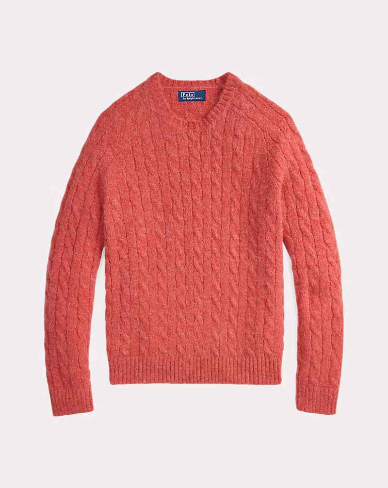 スエードパッチ ケーブルニット セーター