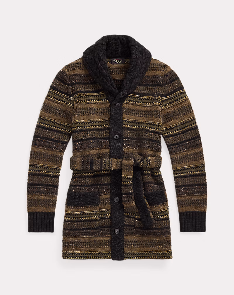 ストライプド ウールブレンド カーディガン