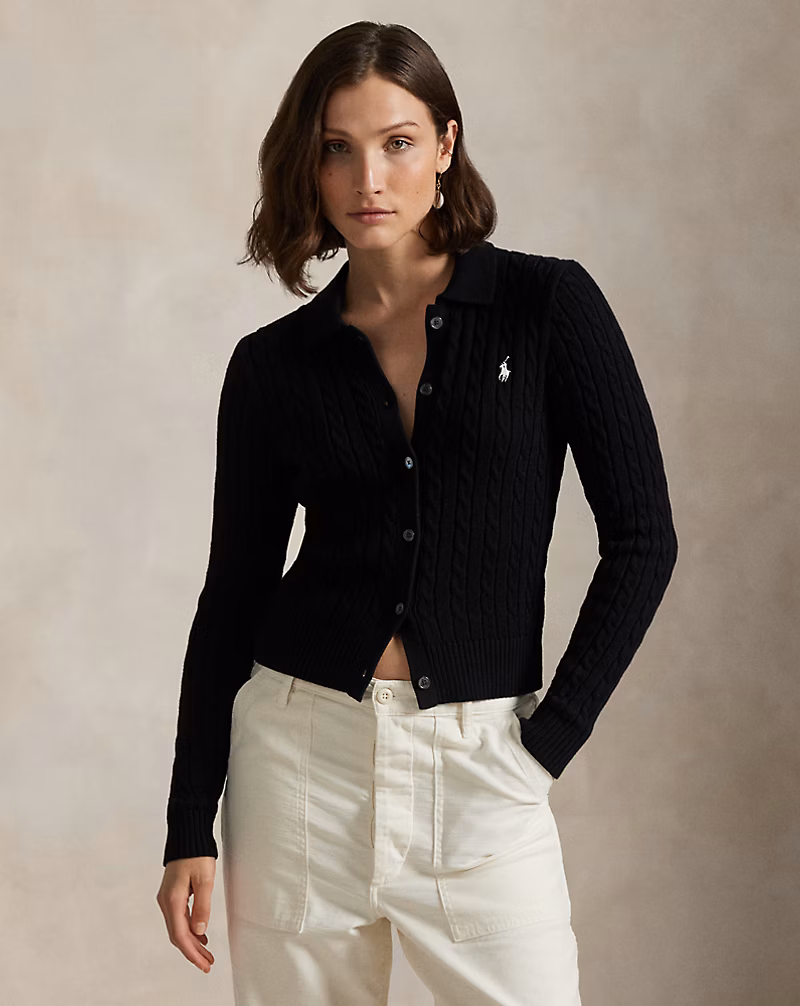 ケーブルニット コットン カーディガン