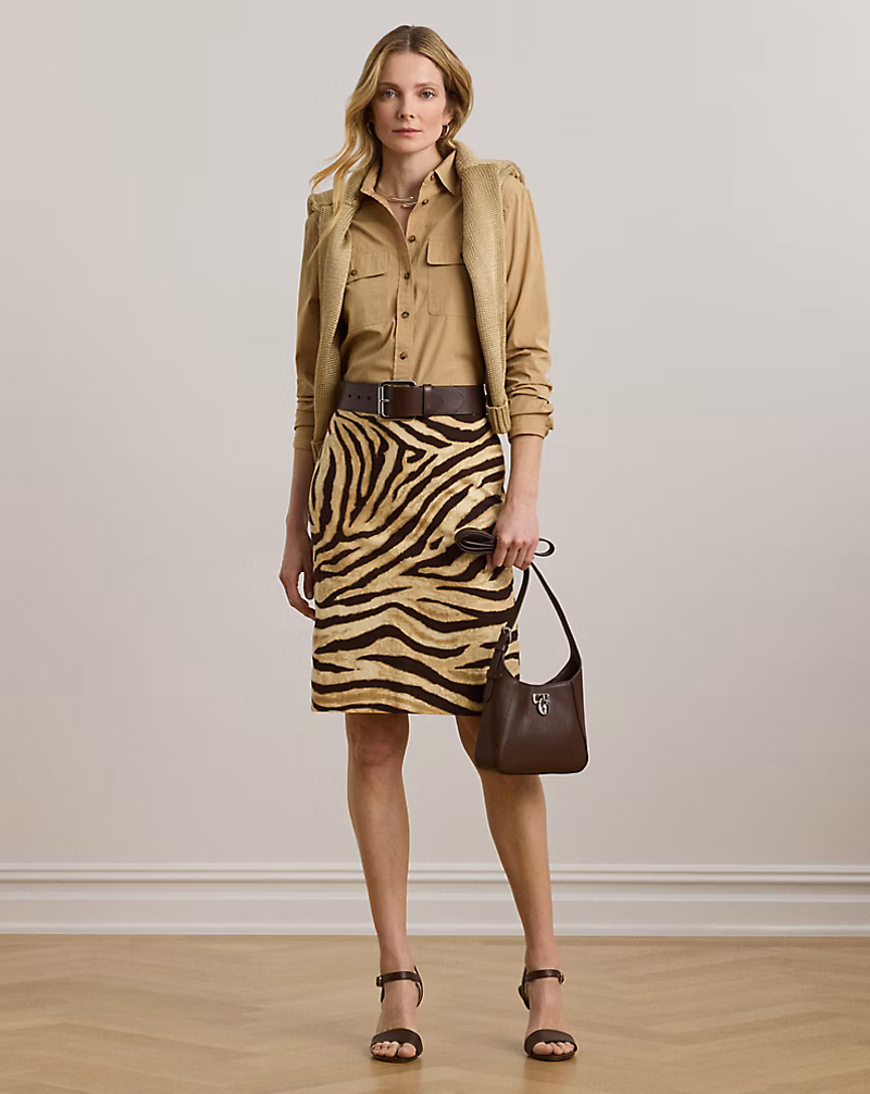 ゼブラプリント リネンコットン ペンシル スカート